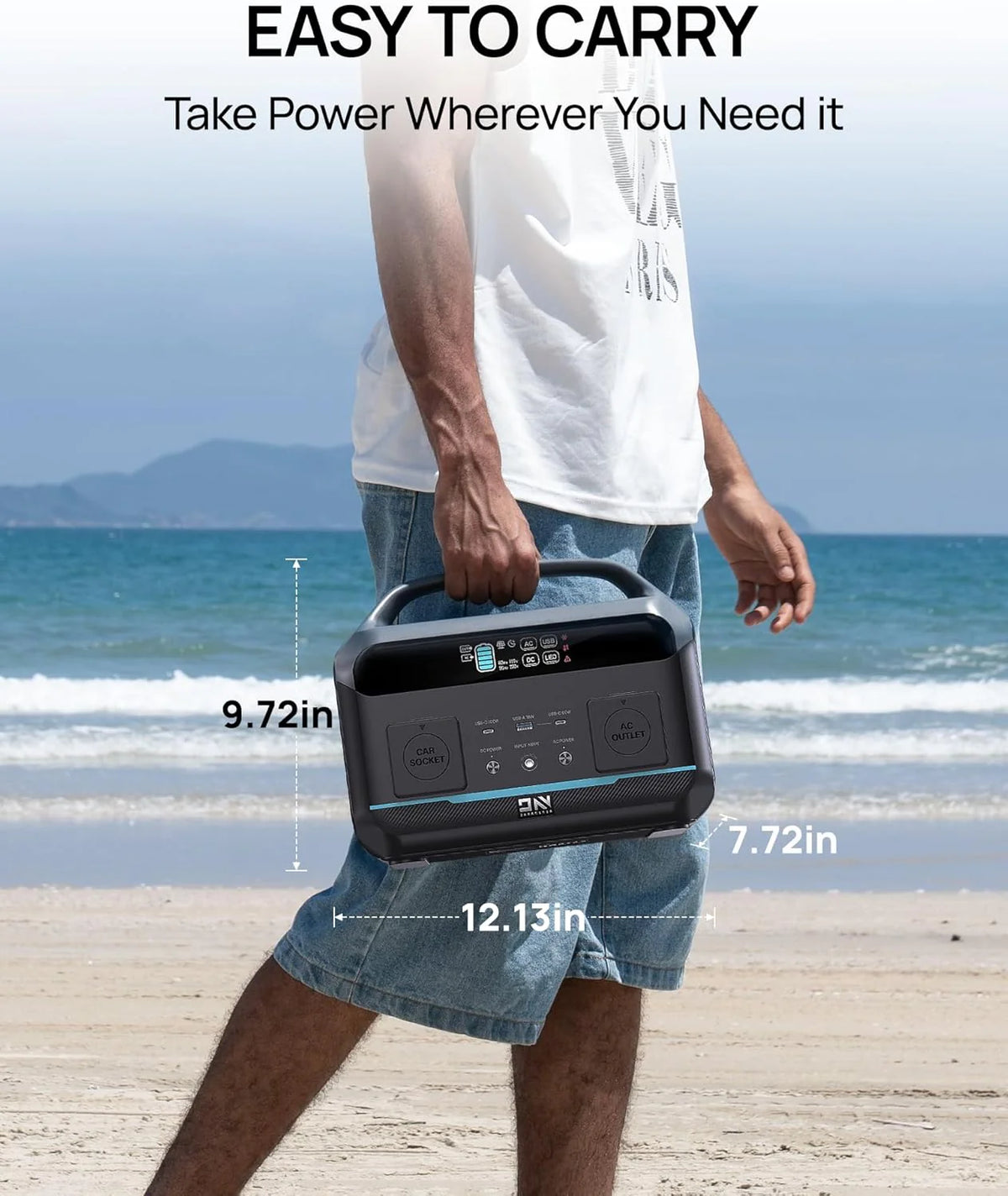Portable Power Station 56000mAh. 179.2Wh LiFePO4 Battery Backup w/ 2 300W (Peak 600W) AC Outlets. 1.5hrs Fast Charging. Power Bank for Hurricane Emergency/Outdoor Camping/RVs/Home Use