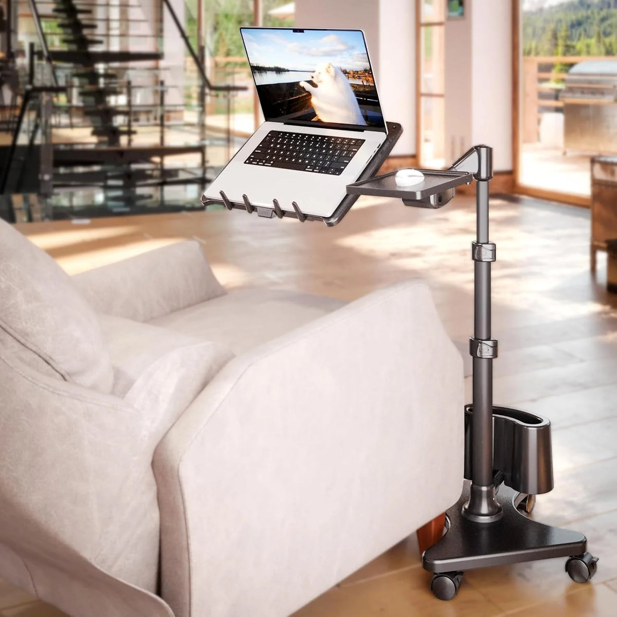 Adjustable laptop stand - Portable computer table and comfortable desk suitable for beds. sofas or offices - Portable mobile workstation. can be tilted - Suitable for devices under 16 inches - Brown and black