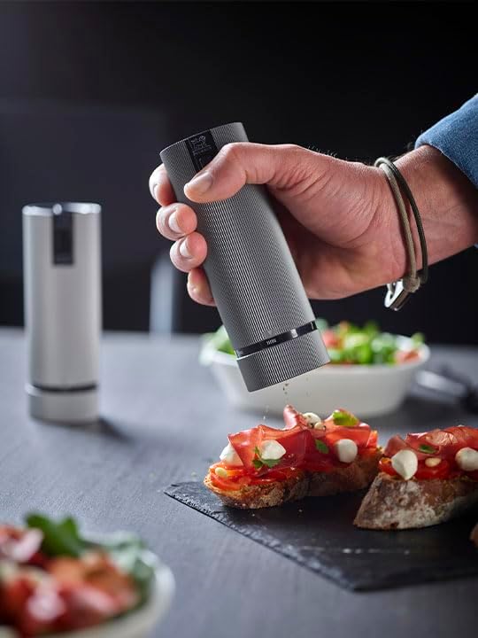 Double-flavor spice grinder + Salt grinder - Electric rechargeable series u'Select 15 cm - Pepper grains + Salt gem set - 6 preset flour settings