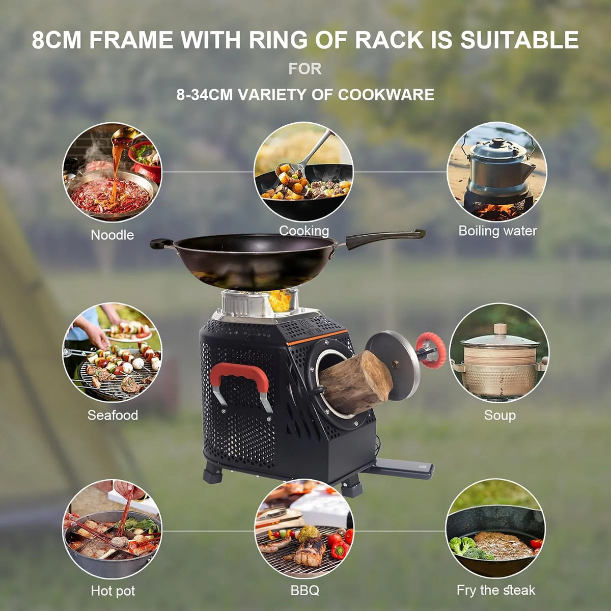 Wood Burning Camp Stove. Outdoor Portable Wood Burning Camp Stove. Large Stainless Steel Camping Stove for Outside Cooking Survival Campfire Patio Backyard Gathering 16L x 13W x 17H3