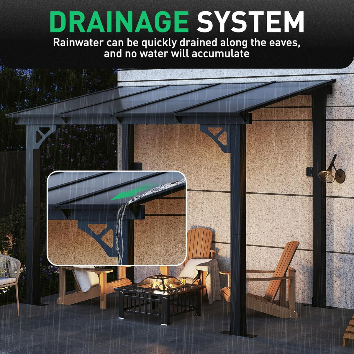 10' x 12' Gazebo for Patio. Gazebo Pergola with Sloped Roof. Large Wall-Mounted Heavy Duty Awnings. for Backyard. Deck. Patio