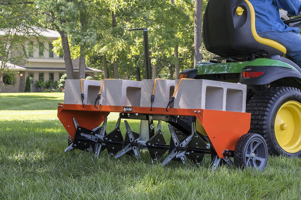 48 Tow Behind Lawn Plug Aerator with Universal Hitch; Designed to Pull Behind Lawn & Garden Tractors