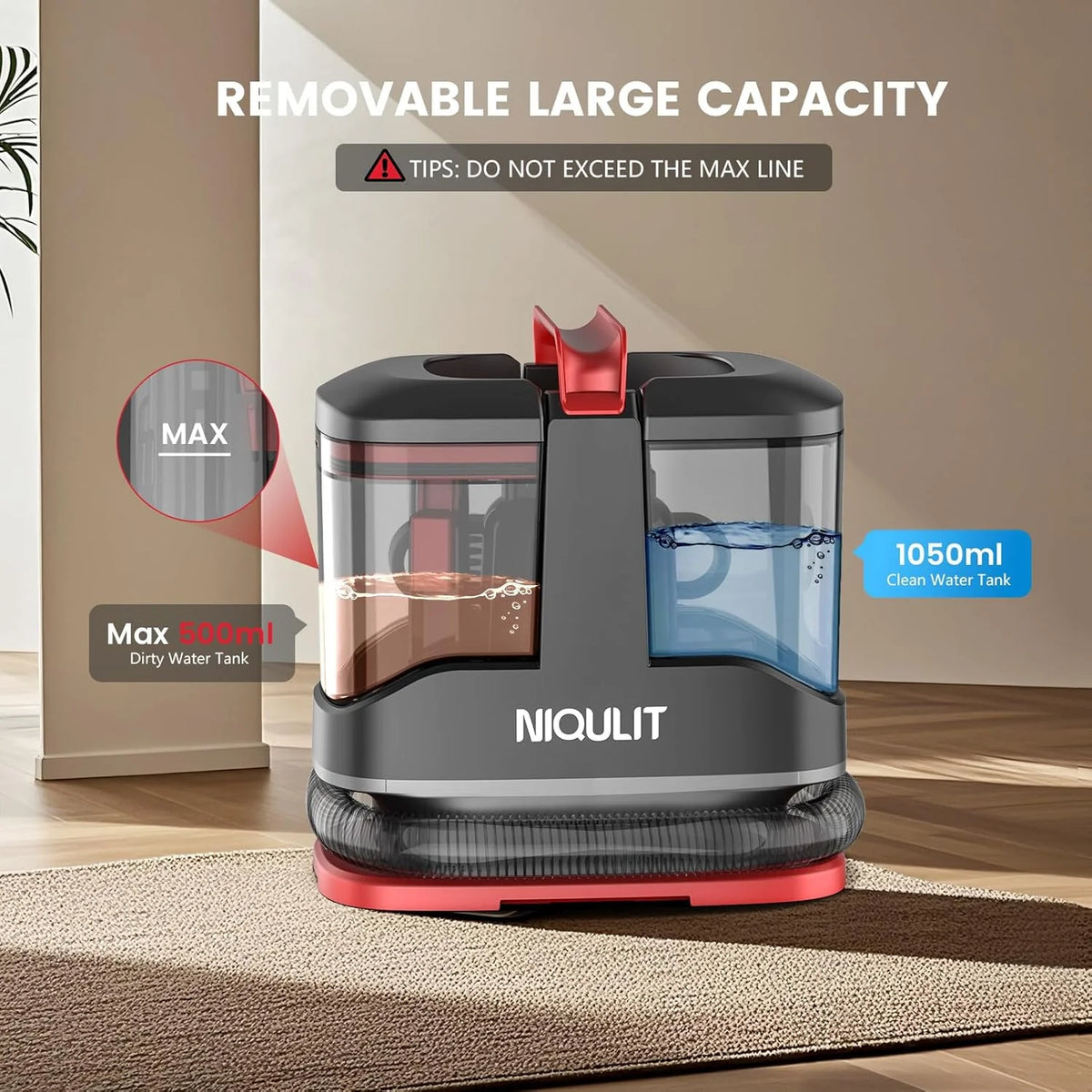 Portable Spot Cleaner Machine for Carpet and Upholstery. 15Kpa Powerful Suction for Pet Stain. Couche & Car. with Dual BrushHeads & Self-Cleaning System. Spot Cleaner for Area Rug. Stair and Furniture