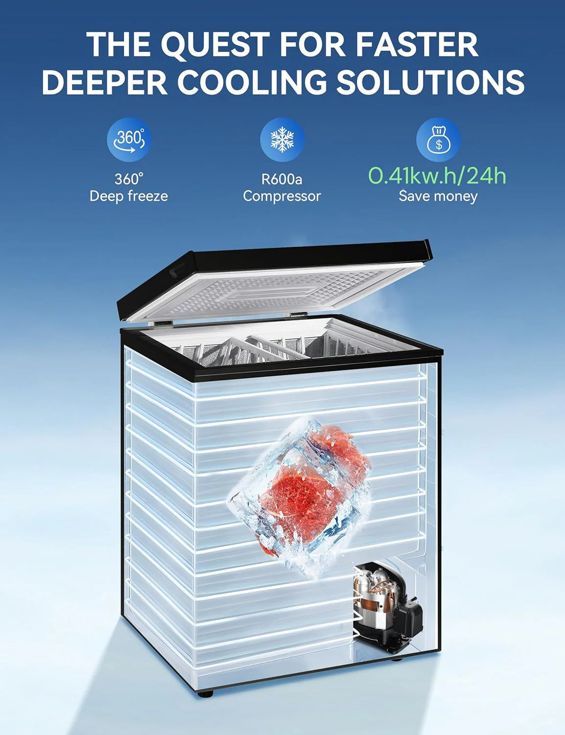 7.0 Cu Ft Chest Freezer - Energy Efficient & Quiet Mini Freezer with Adjustable Thermostat - Compact Deep Freezer for Home. Apartment. and Garage - Removable Basket & Defrost Drain