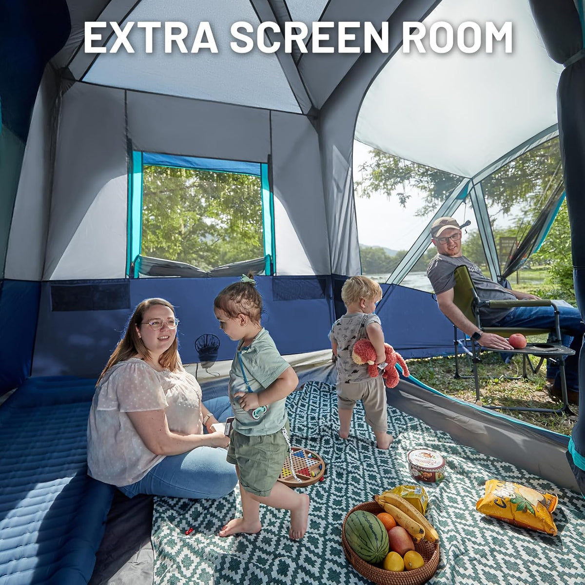 5-9 Person SUV Tent with Screen Porch and Awning for Family Camping. Weather Resistant and Portable Van or Car Tent. Includes Rainfly and Storage Bag. 13' W X 10' L X 7.1' H