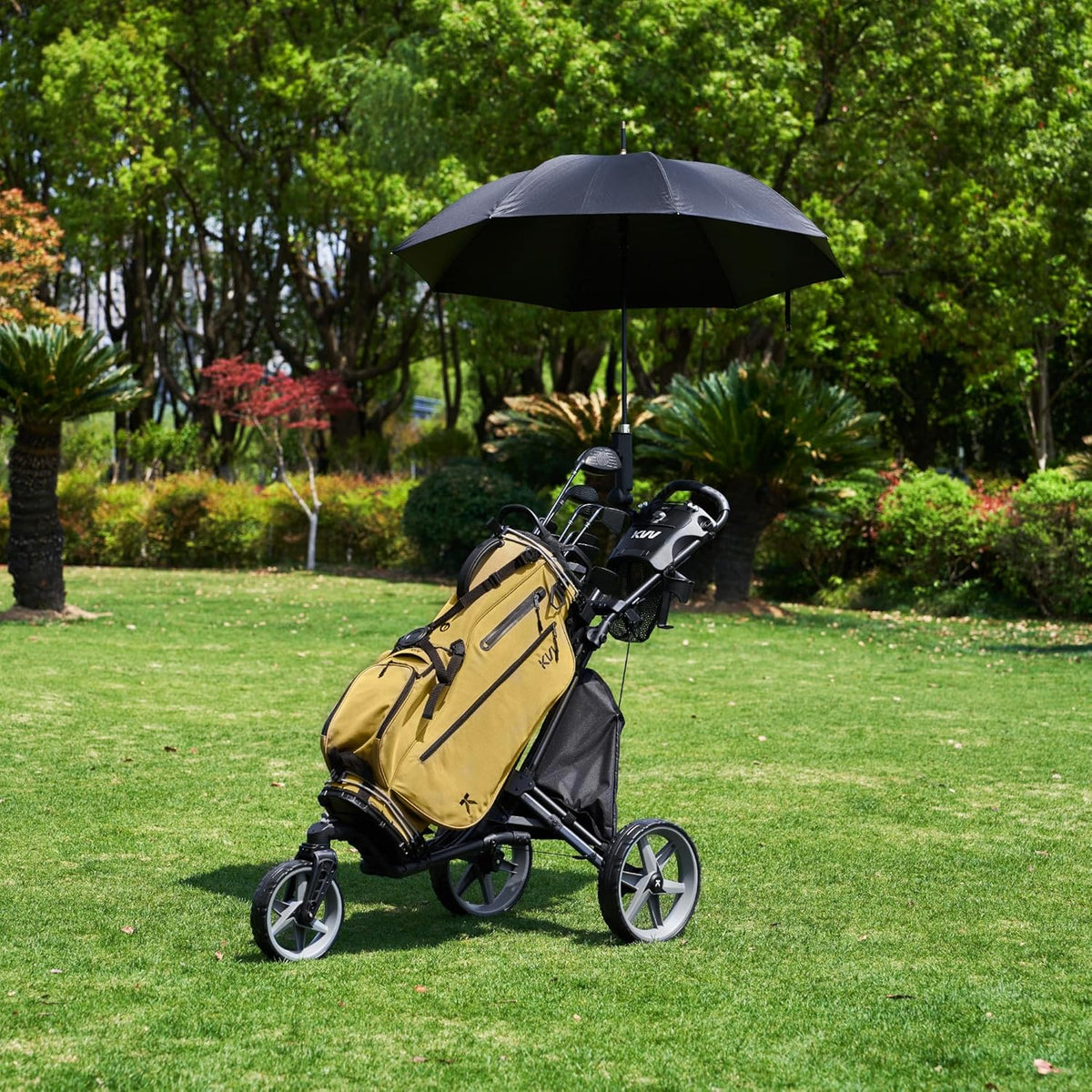 360-degree rotating front wheel golf cart. with opening and closing taking only one second - built-in free sunshade stand