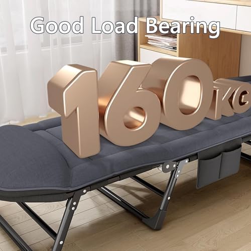 Folding Camping Cot Adults Bed.Adult Folding Bed. Rollaway Bed with Mattress for Adults Queen. High Elastic Sponge Five Adjustable Angles Good Load Bearing. Folding Bed. for Home Outdoor