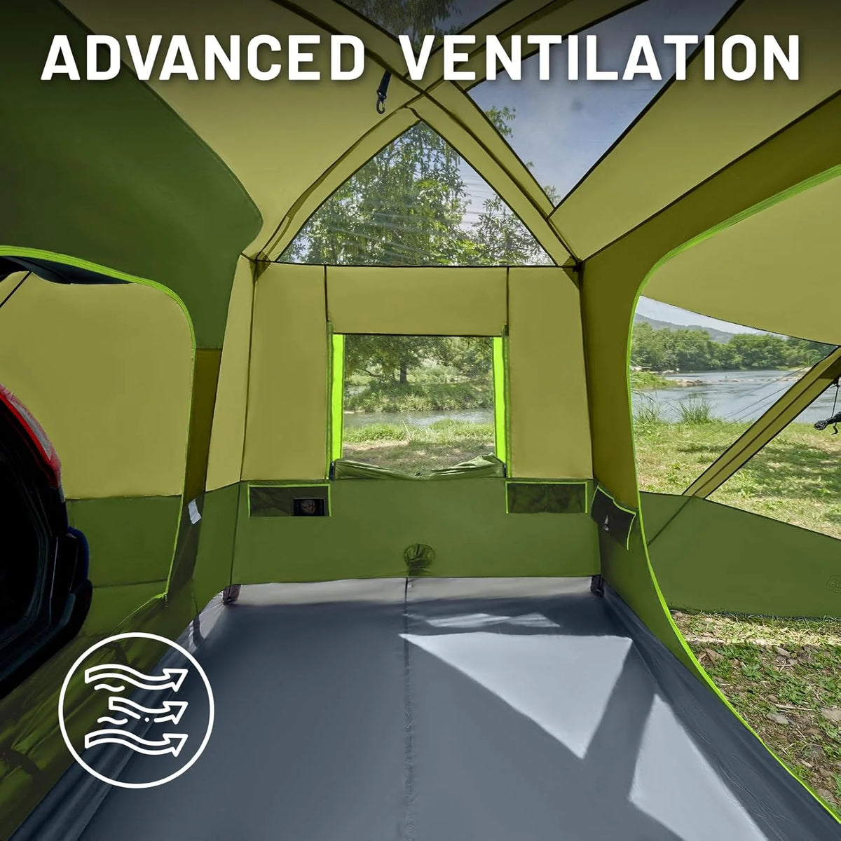 5-9 Person SUV Tent with Screen Porch and Awning for Family Camping. Weather Resistant and Portable Van or Car Tent. Includes Rainfly and Storage Bag. 13' W X 10' L X 7.1' H