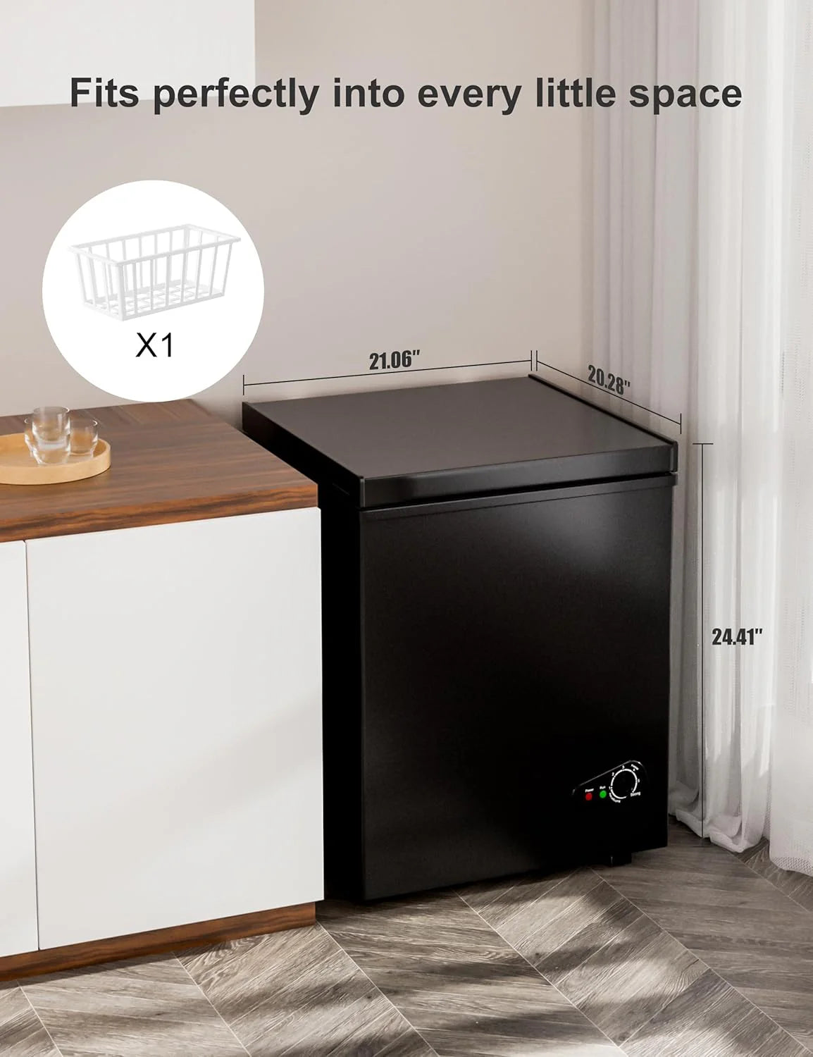 7.0 Cu Ft Chest Freezer - Energy Efficient & Quiet Mini Freezer with Adjustable Thermostat - Compact Deep Freezer for Home. Apartment. and Garage - Removable Basket & Defrost Drain