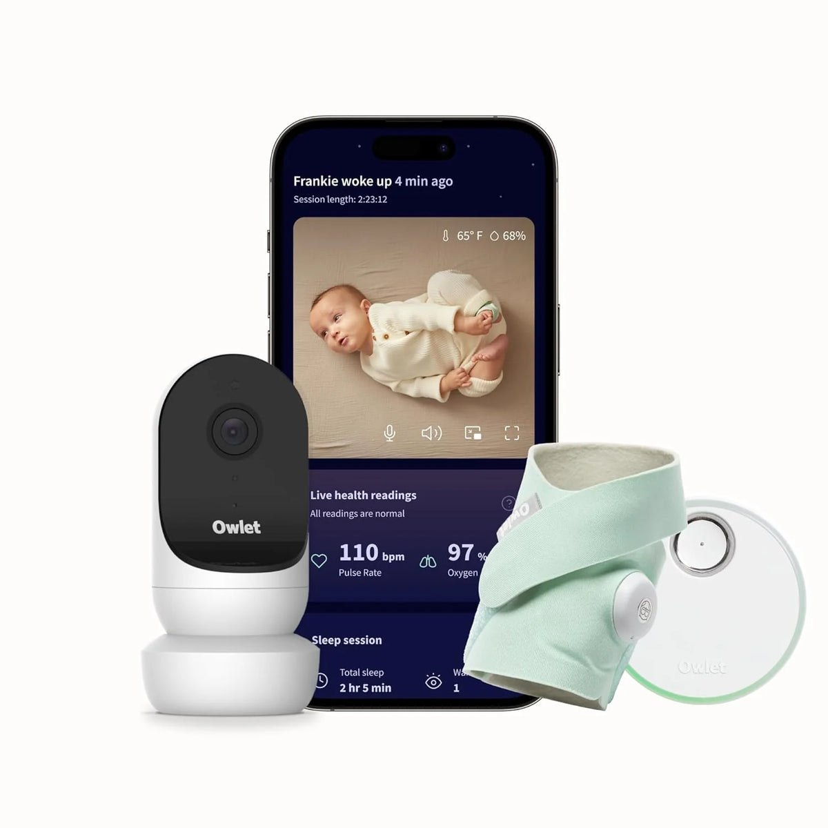 Two-channel camera tracking and notification function. which can monitor the baby's heart rate and blood oxygen level in real time. and display the results in 1080p high-definition through WiFi video for viewing.