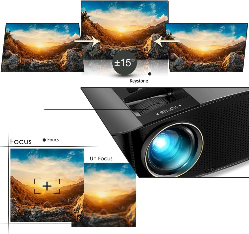 Intelligent 4K projector. equipped with 5G WIFI and Bluetooth functions. supports Dolby sound effect. outdoor projector. 400-inch zoom home theater projector. compatible with TV stick.