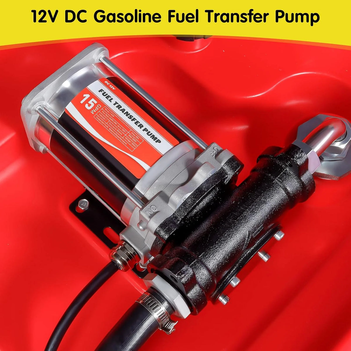 Portable 48 Gallon Fuel Tank with Pump for Gasoline & Diesel. 15GPM High Flow Rate 12V DC Self-Priming Fuel Transfer Pump. 13.1ft Hose. Auto Fueling Nozzle. for Easy Fuel Transportation