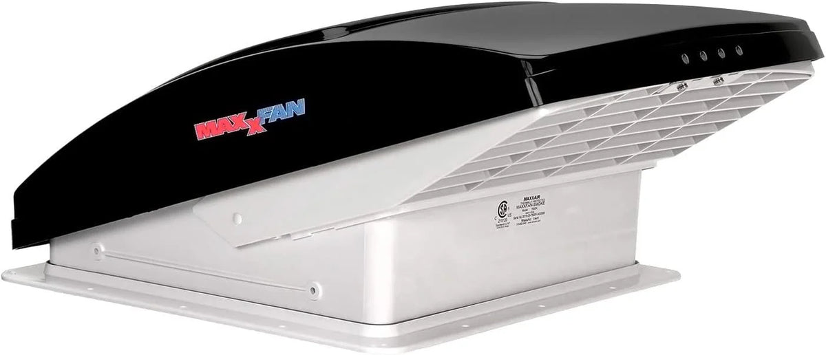 Deluxe - All-In-One RV Vent. Shield & Fan; Built-In Rain Shield. 10 Speed Reversible Fan with Thermostat. Fits Standard 14x14 Roof Openings. 12V Long Life Motor. White (00-05100K)