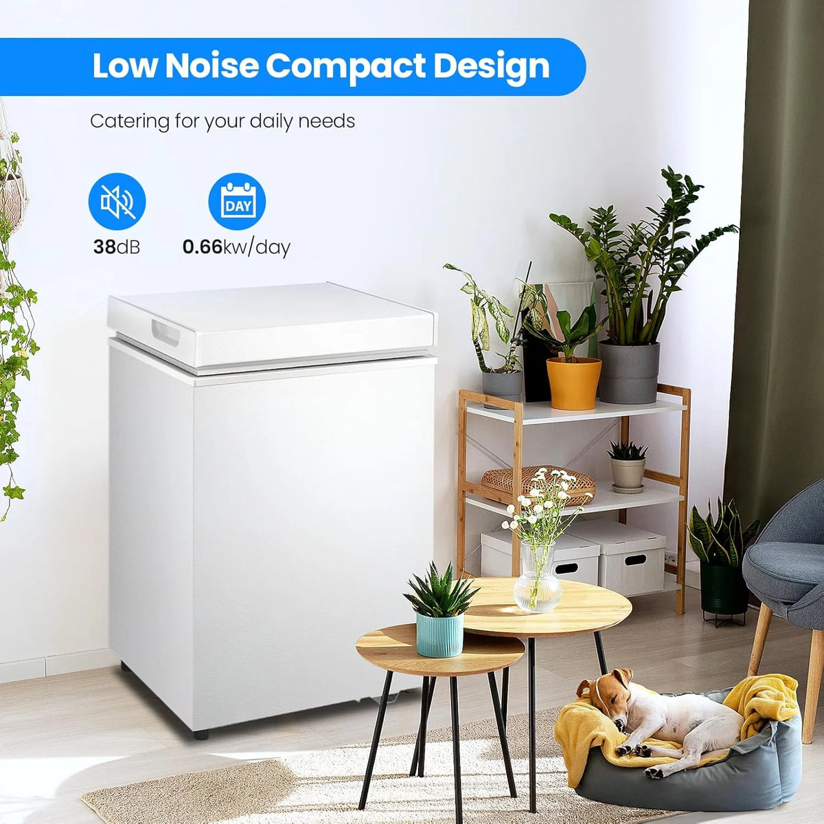 3.5 Cubic Feet Chest Freezer with 2 Removable Baskets Free Standing Top Open Door Compact Freezer with Adjustable Temperature for Home/Kitchen/Office/Bar (3.5 Cubic Feet. White)