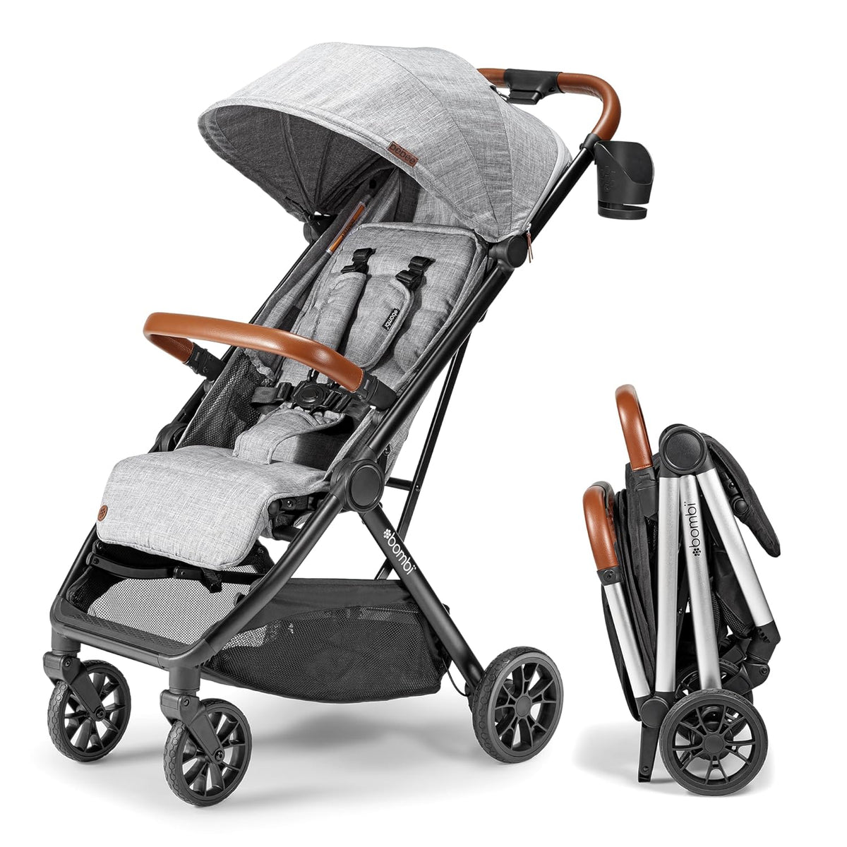 V2 Compact Baby Stroller - Premium vegetarian leather material. one-handed folding. infinitely adjustable tilt angle. aerospace-grade aluminum frame. oversized sunshade. spacious storage space. folding umbrella-style baby stroller - Desert Berry Colo