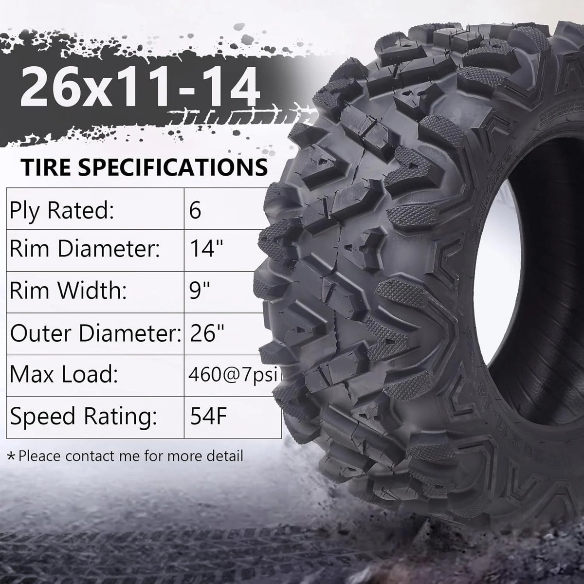 26x12x12 Atv Tires. Set of 2 Atv Tires 26x12-12 6PR. All Terrain Atv/Utv Off-Road Tires. Black