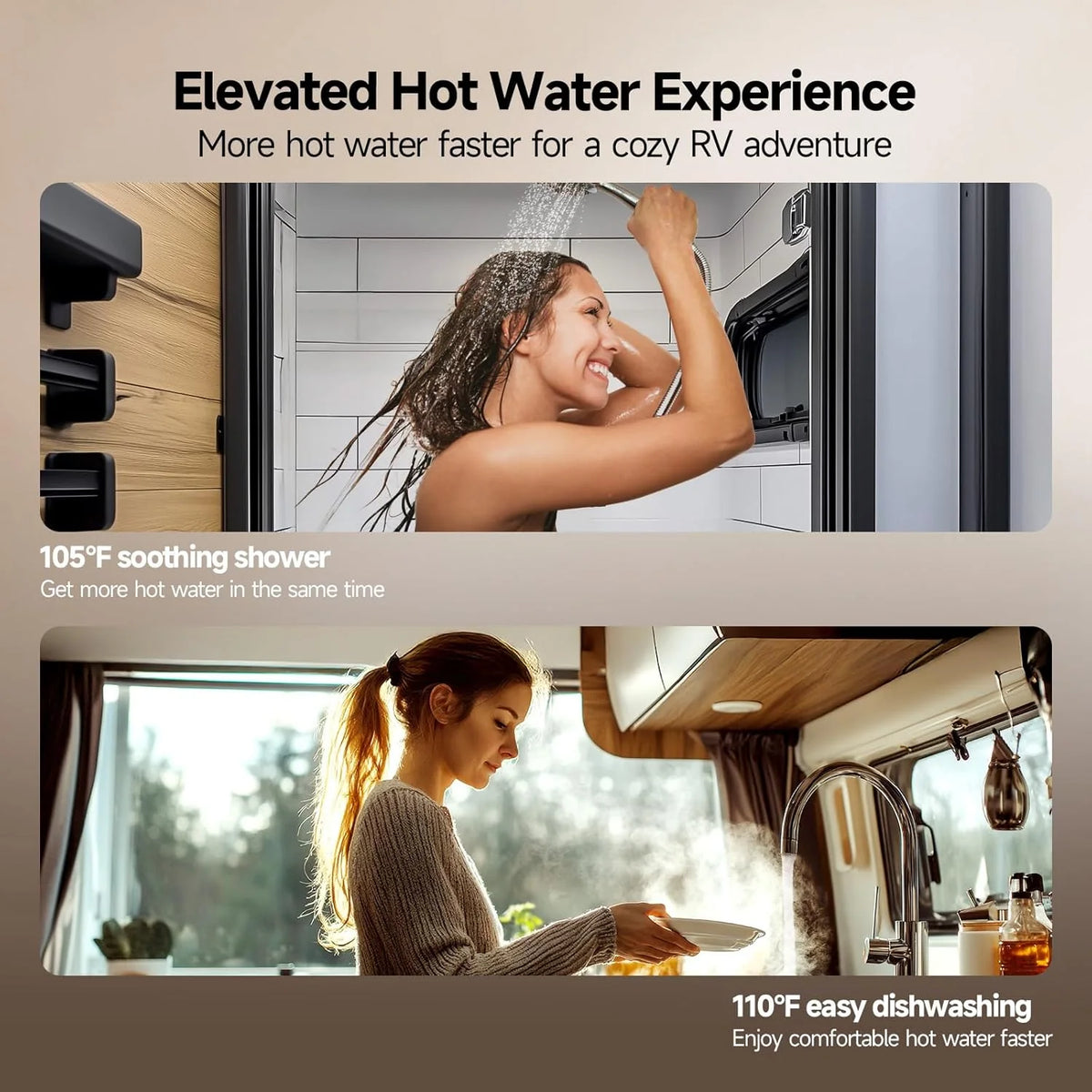 RV Tankless Water Heater without Door. . Propane Gas. DC 12V. 3 Optional Door Sizes 15x15. 15x18 and 18x18 for Refitment. Compatible with All RVs. Sufficient Power. High Altitude