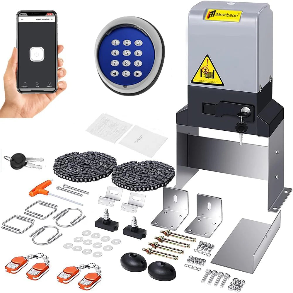 Automatic sliding door opener (controlled via APP). equipped with 4 remote controllers. 750-watt electric sliding door opener motor remote control kit. with wireless keyboard. suitable for sliding door openers up to 40 feet in length.