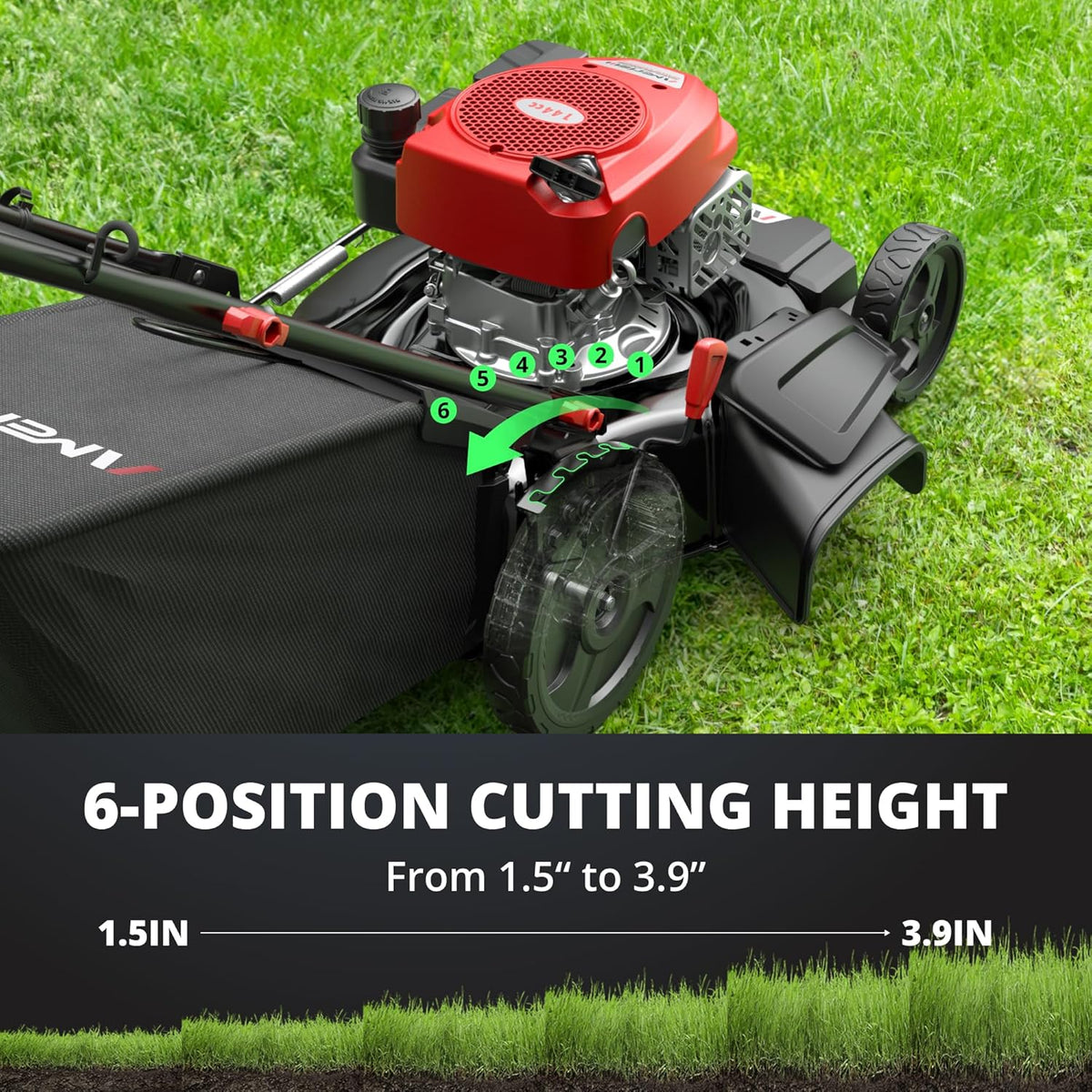 21 Steel Deck Gas Lawn Mower. Heavy-Duty 3-in-1 Push Mower. 144cc 4-Stroke Engine. 6-Position Height Adjustment. Large 1.4 Bushel Grass Catcher. Durable & Efficient for Yard & Garden