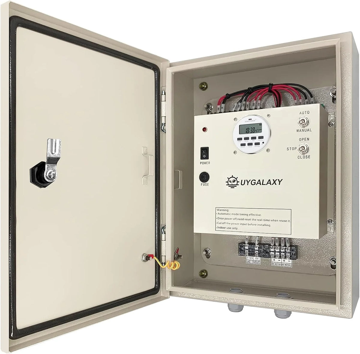 Electrically controlled timer for greenhouse roller shutters (for ventilation) uses an AC 110V to DC 24V transformer for timing control. enabling the opening or closing of the side top curtains of the greenhouse薄膜.