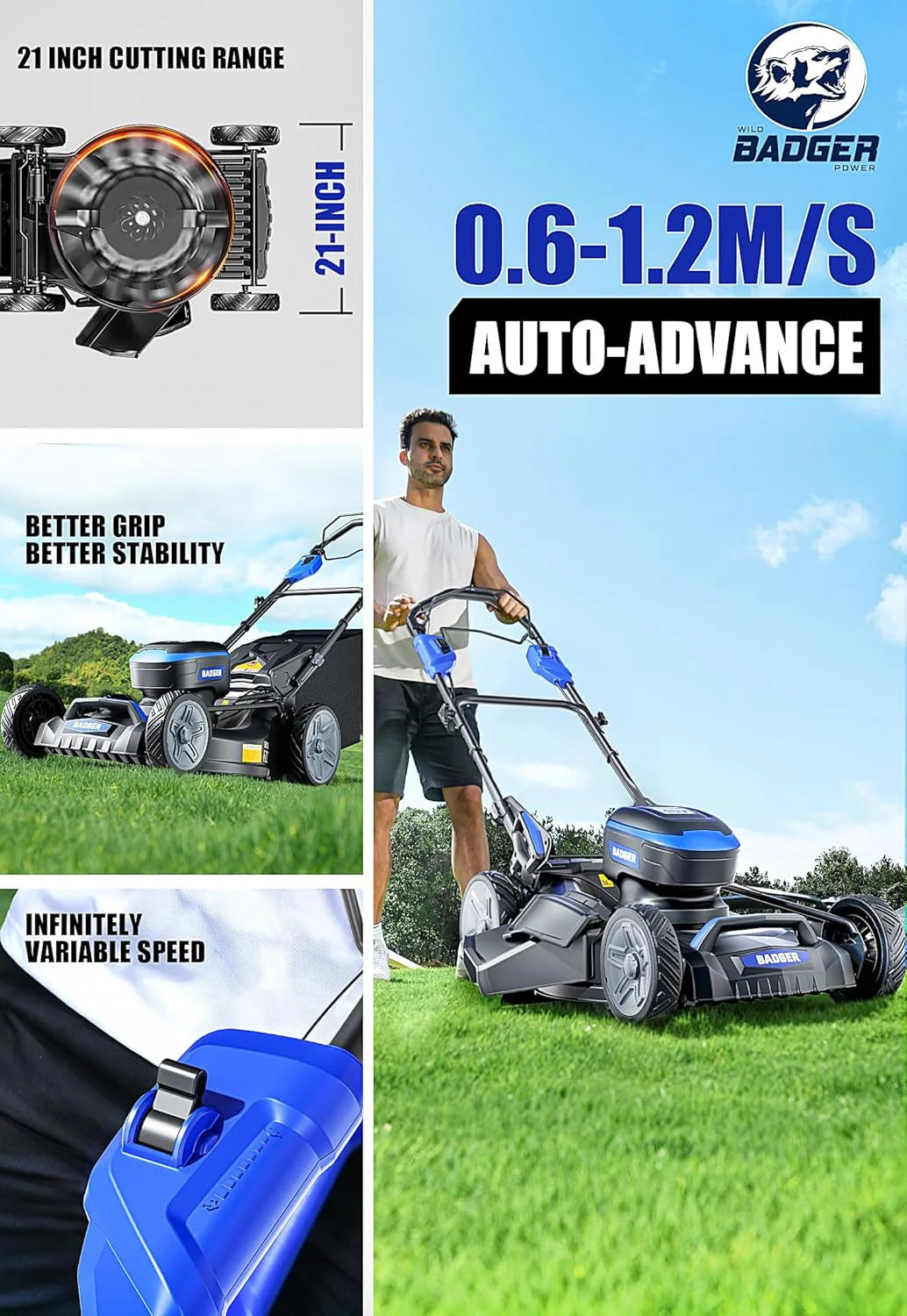 Lawn Mower 40V Brushless 18 Cordless. 5 Cutting Height Adjustments Electric Lawn Mower. Quickly Folding Within 5's. 4.0AH Battery and Super Charger Included.