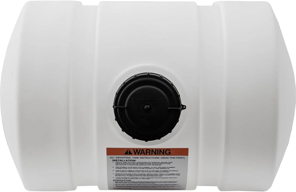 Horizontal Polyethylene Reservoir Water Tank with Legs. 550 Gallon. Made in the USA. Poly Tank for Water and Non-Flammable Liquids. Rust and Corrosion Proof