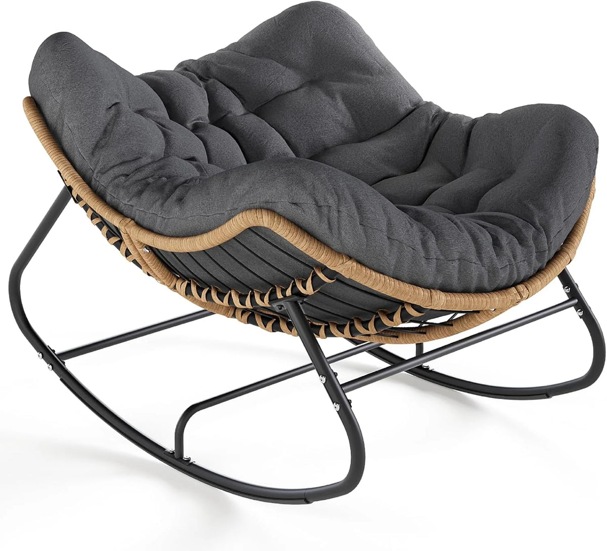 Outdoor swaying egg chair. indoor Papasan chair. rattan rocking chair. modern royal-style bedroom. living room. porch. garden. lawn chair - blue version
