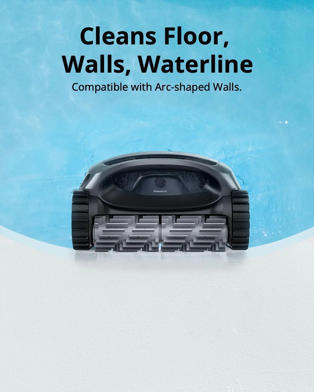 Cordless Robotic Pool Vacuum Cleaner - Intelligent Path Opimization. Cleans Floor. Walls. and Waterline - Suitable for Above & In-Ground Pools up to 2.260 sq.ft. Light Gray