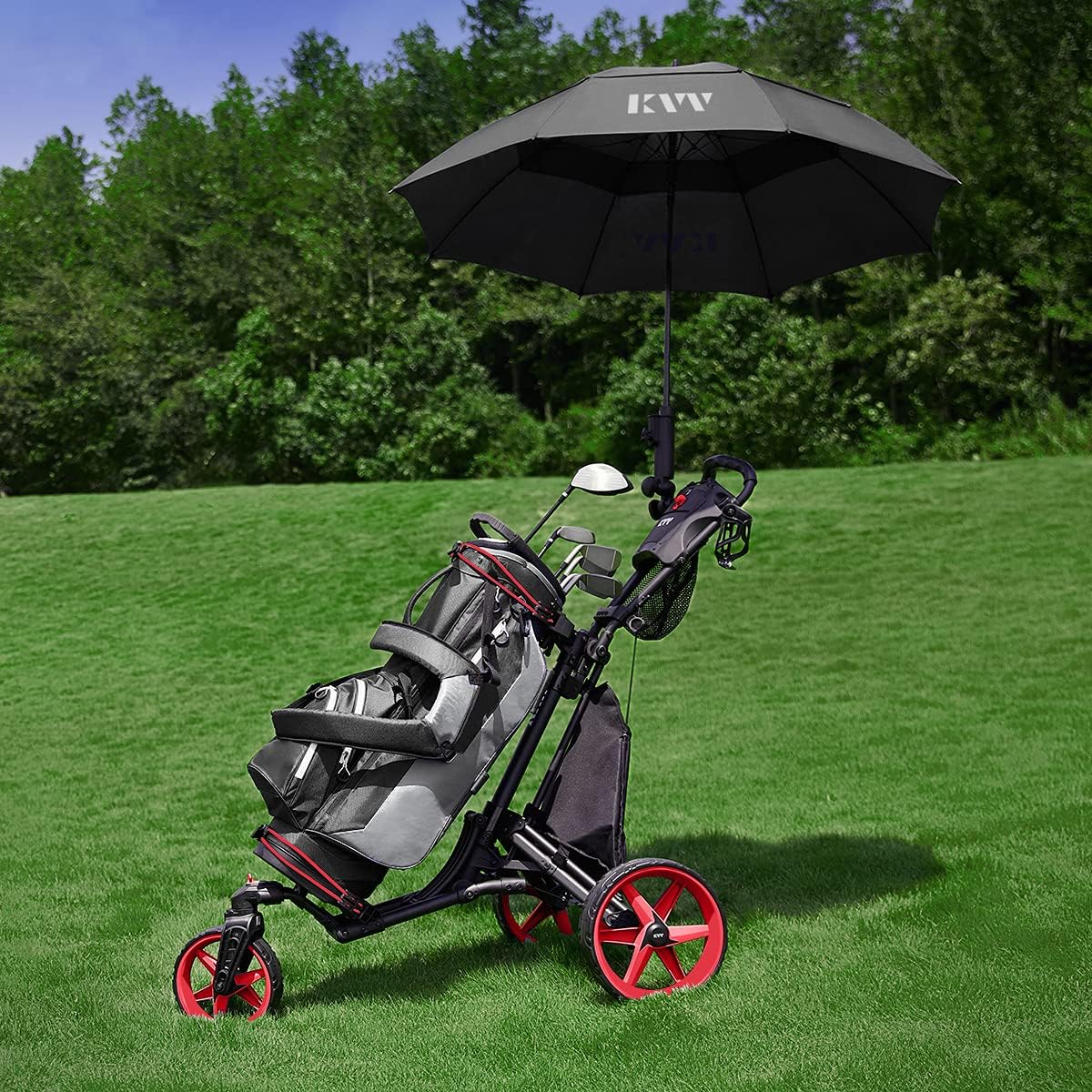 360-degree rotating front wheel golf cart. with opening and closing taking only one second - built-in free sunshade stand