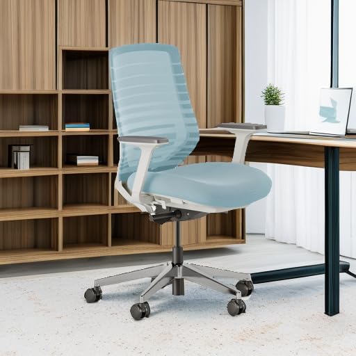Ergonomic office chair - A versatile office chair with adjustable lumbar support. breathable mesh backrest. and stable wheels - Experience the best comfort and support - Sapphire color