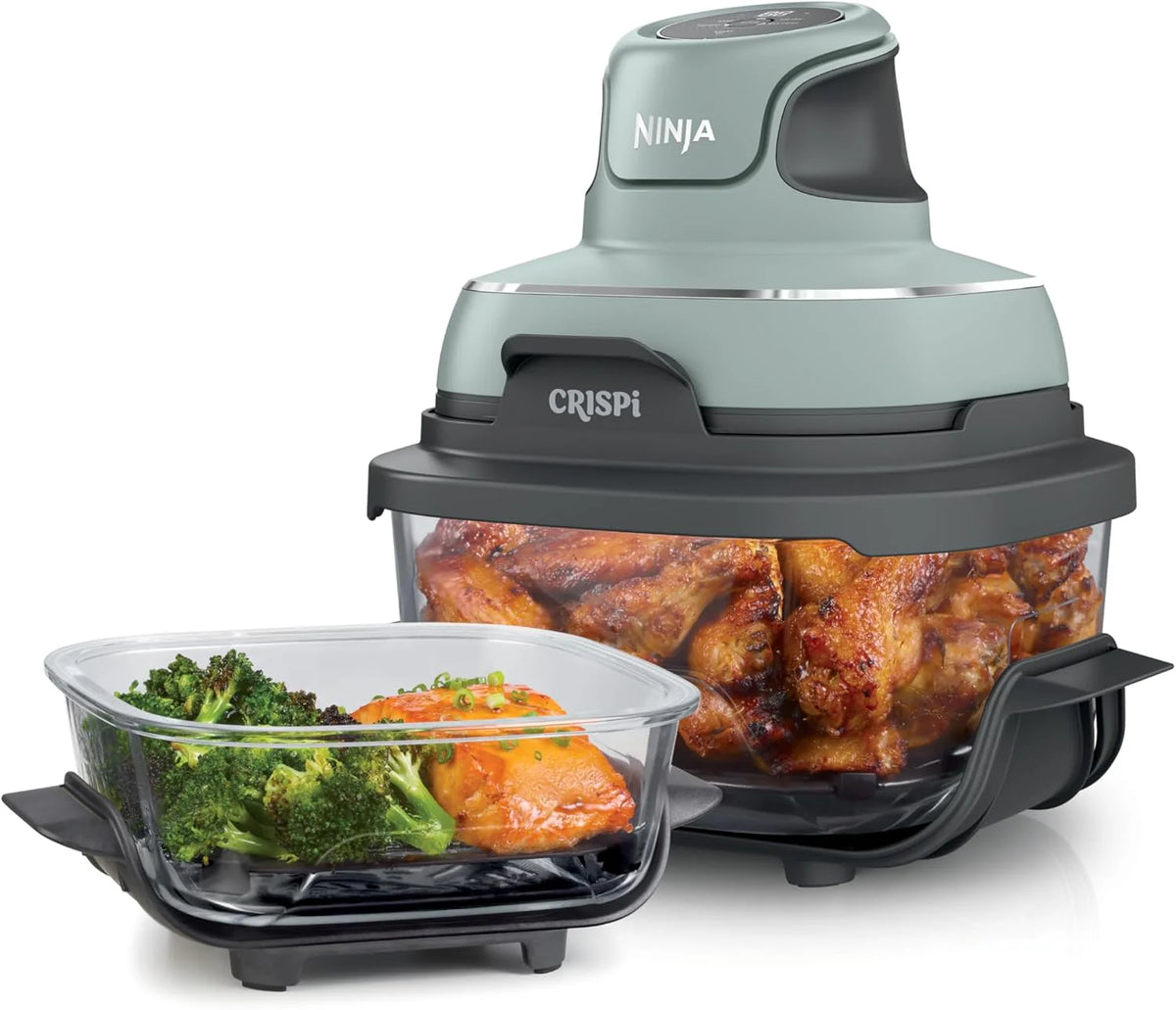 Air fryer can be used in conjunction with microwave ovens. refrigerators and dishwashers. It is made of non-toxic glass material and features a portable cooking system with a capacity of 4 gallons. It comes with 6 glass containers and a sealing lid.