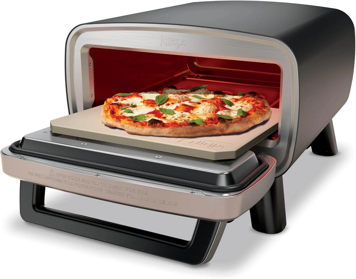 Artisan Outdoor Pizza Oven. 12 inches. can make pizza in 3 minutes. Neapolitan style. thin crust. New York Chicago style. custom model. maximum temperature 700 degrees Fahrenheit. electric heating. baking. grilling. and fermentation functions.