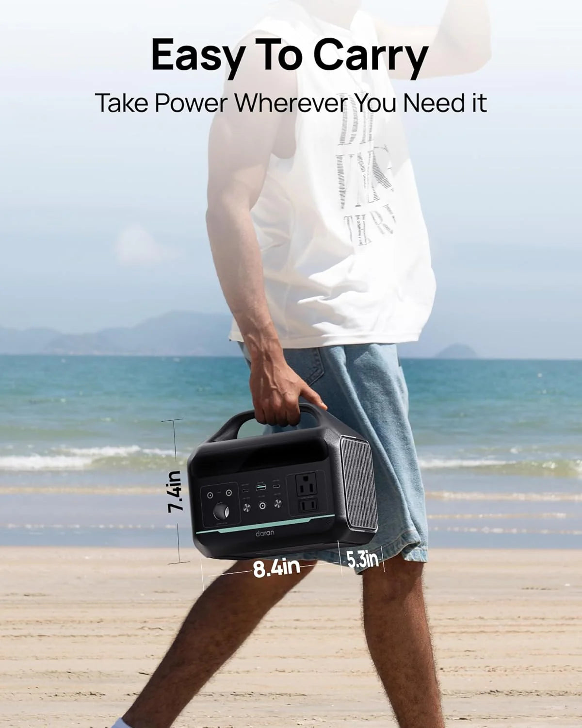 Portable Power Station 56000mAh. 179.2Wh LiFePO4 Battery Backup w/ 2 300W (Peak 600W) AC Outlets. 1.5hrs Fast Charging. Power Bank for Hurricane Emergency/Outdoor Camping/RVs/Home Use