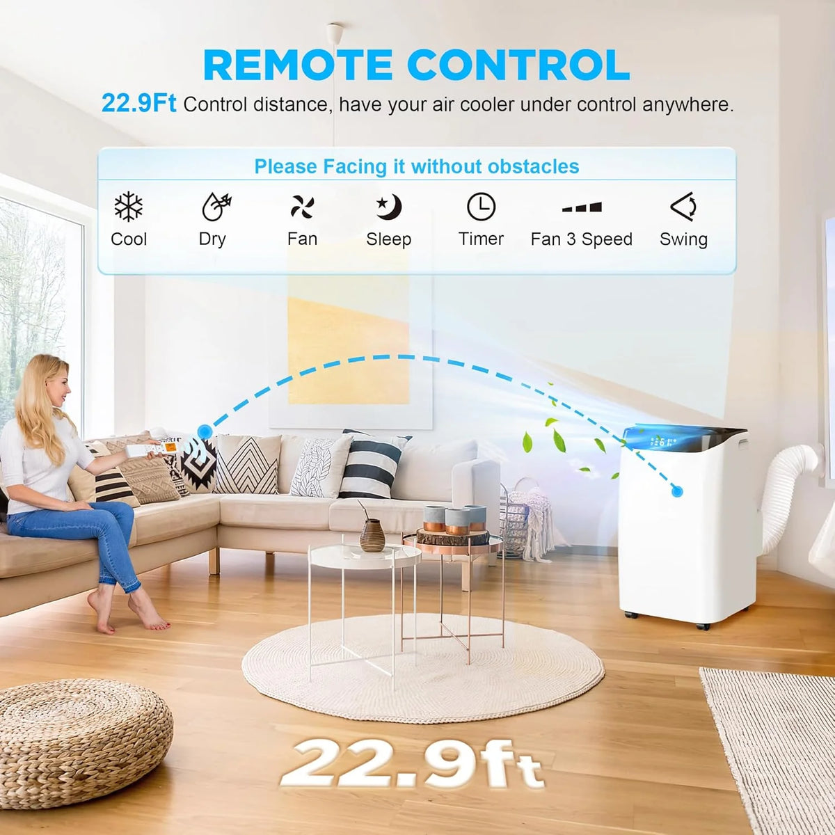 Inverter 16000BTU Portable Air Conditioners with Remote. Free Stand Cooling Portable AC Unit for Room up to 800 sq.ft. with Dehumidifier & Fan. Dual Hose. Quiet Sleep Mode(45dB). Windows Kit
