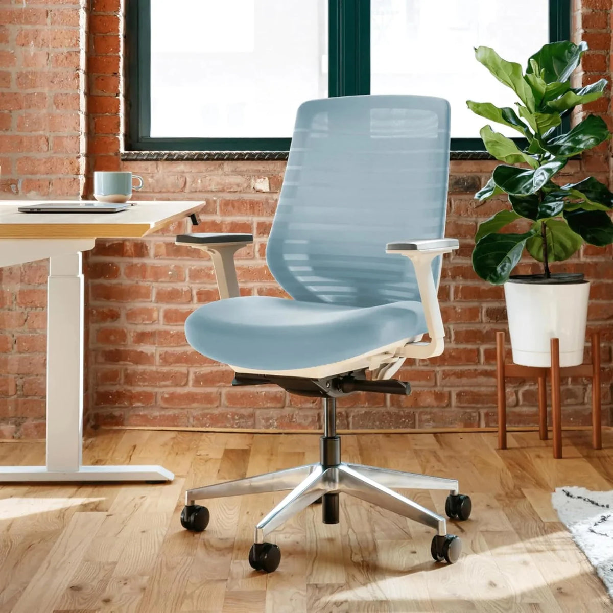 Ergonomic office chair - A versatile office chair with adjustable lumbar support. breathable mesh backrest. and stable wheels - Experience the best comfort and support - Sapphire color