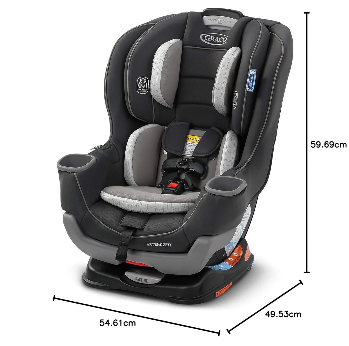 Extend2Fit Convertible Baby Car Seat. Rear and Forward Facing. Adjustable Extension Panel for Extra Legroom. Gotham