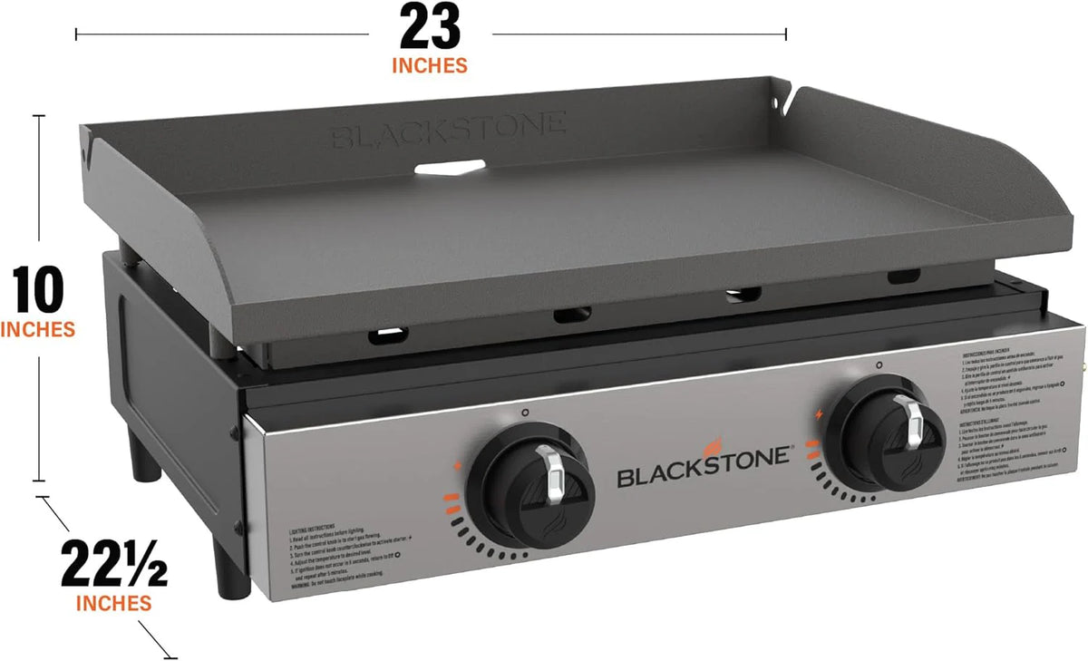 1813 Original 22 Tabletop Griddle with Hood and Stainless Steel Front Plate. Powder Coated Steel. Black