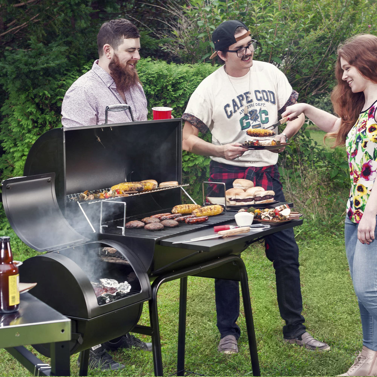 Gourmet 30 BBQ Charcoal Grill and Offset Smoker