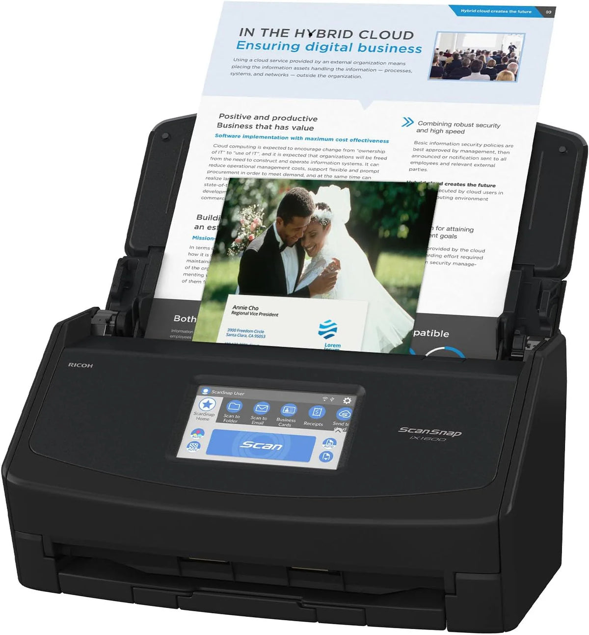 iX1600 Wireless or USB High-Speed Cloud Enabled Document. Photo & Receipt Scanner with Large Touchscreen and Auto Document Feeder for Mac or PC. 17 watts. Black