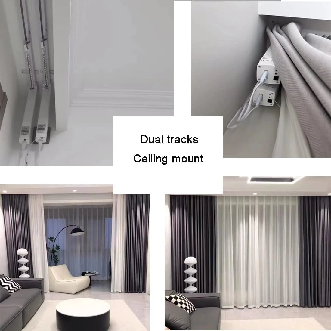 Electric Smart Curtains System. Automatic Curtain Opener. Motorized Curtains Rod with Remote. Compatible with Alexa/Google Home/Tuya App (Up to 204inches)