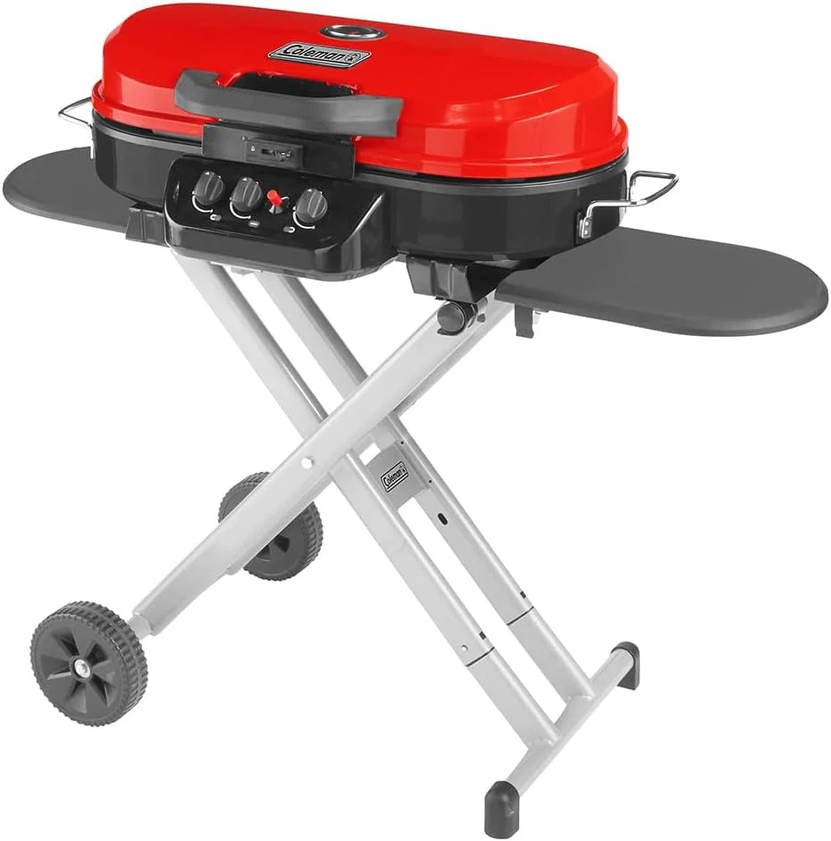 RoadTrip Portable Stand-Up Propane Grill with 3 Adjustable Burners & Instastart Ignition. 20.000 BTUs of Power for Outdoor Cooking