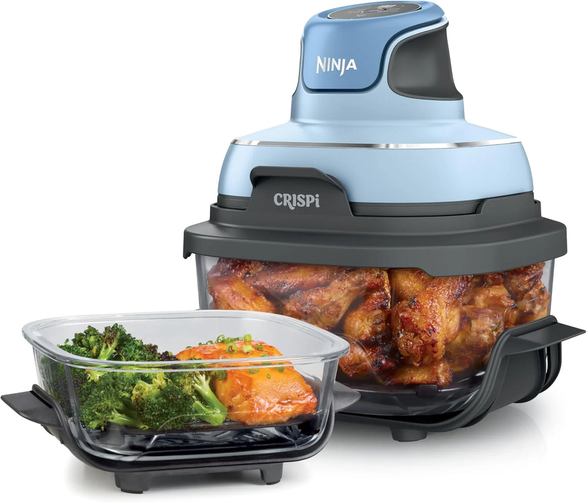 Air fryer can be used in conjunction with microwave ovens. refrigerators and dishwashers. It is made of non-toxic glass material and features a portable cooking system with a capacity of 4 gallons. It comes with 6 glass containers and a sealing lid.