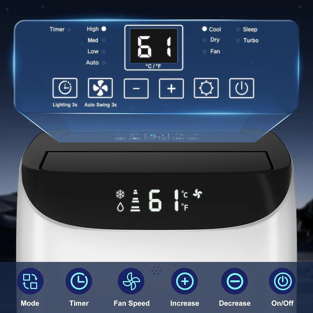 Inverter 16000BTU Portable Air Conditioners with Remote. Free Stand Cooling Portable AC Unit for Room up to 800 sq.ft. with Dehumidifier & Fan. Dual Hose. Quiet Sleep Mode(45dB). Windows Kit