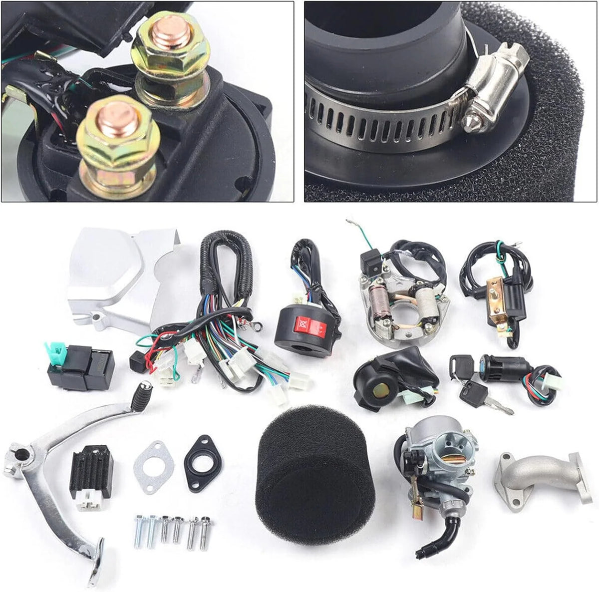 150CC 4 Stroke Engine Motor. Gy6 Single Cylinder Complete Engine Kit for 110cc-150cc Atvs and Go Karts and 11 Long Box Engine Size Scooters High-Flow Oil Pump CVT Carburetor Top Mount