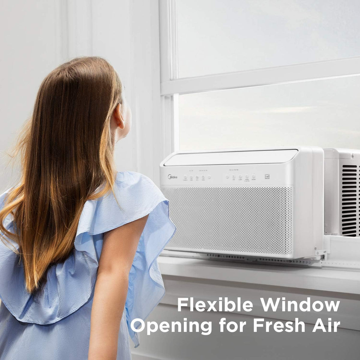 U-Shaped Inverter Window Air Conditioner 12.000BTU with Open Window Flexibility. Robust Installation.Extreme Quiet. 35% Energy Saving. Smart Control. Alexa. Remote. Bracket Included (Renewed)