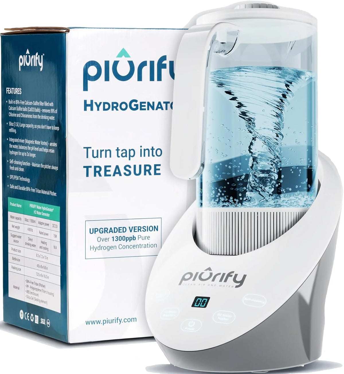 Hydrogen water filter - An anti-bisphenol A material hydrogen water generator using SPE/PEM technology. with balanced pH levels and treated by calcium sulfite filtration.