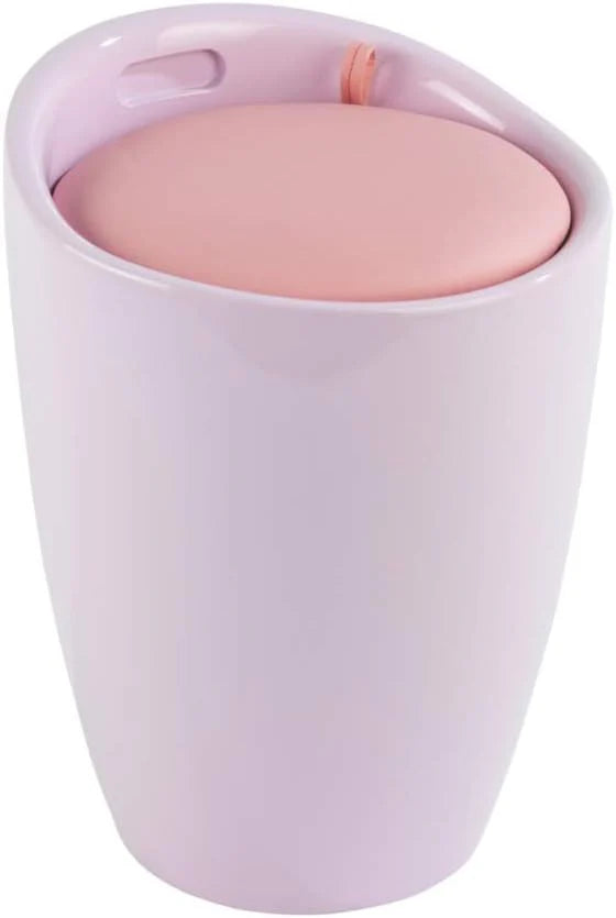 Bathroom stool with laundry basket. storage stool with soft padded seat. white stool for laundry sorting and storage. size 14.2 x 19.9 x 14.2 inches. white. 1-piece set