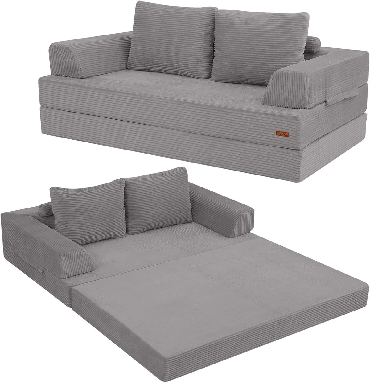 Foldable sofa bed (large size). foldable floor sofa. denim foldable sofa bed as a sleeping mattress. with pillows. boneless sofa. comfortable and relaxing double seat. suitable for living room and bedroom. navy blue color