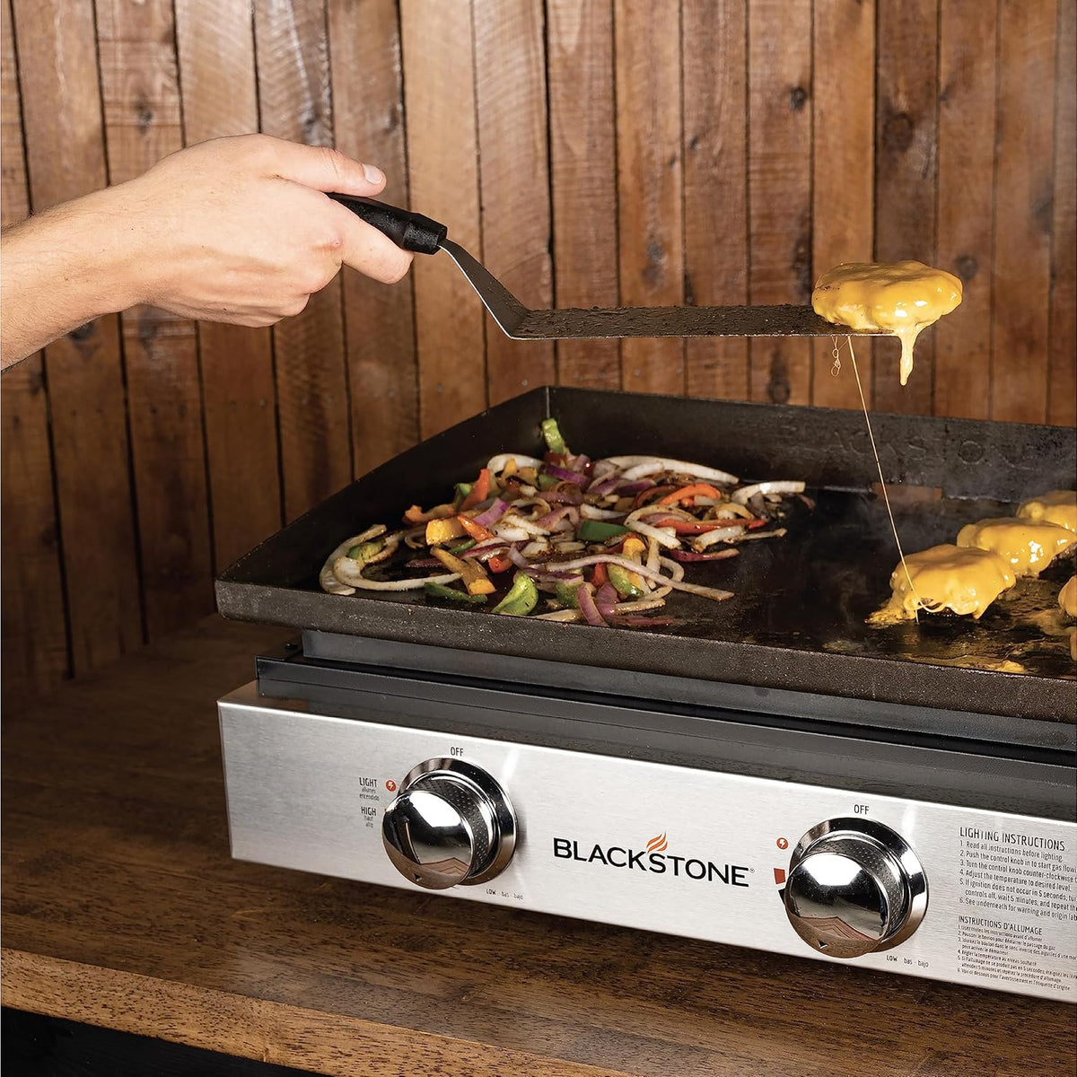1813 Original 22 Tabletop Griddle with Hood and Stainless Steel Front Plate. Powder Coated Steel. Black