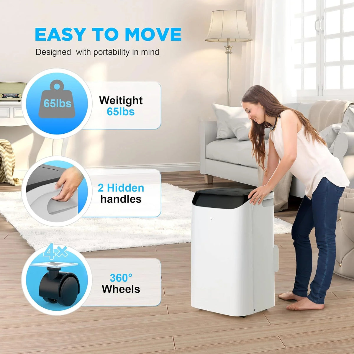 Inverter 16000BTU Portable Air Conditioners with Remote. Free Stand Cooling Portable AC Unit for Room up to 800 sq.ft. with Dehumidifier & Fan. Dual Hose. Quiet Sleep Mode(45dB). Windows Kit